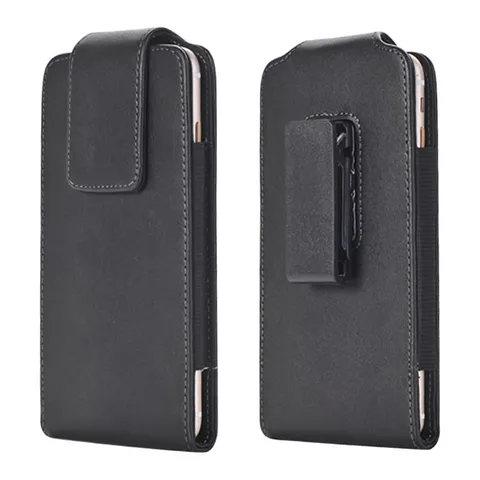 Business Men Vertical Phone Pouch Swivel Belt Clip TPU Leather Look Holster Belt Loop Waist Bag Solid Color Protective Cover