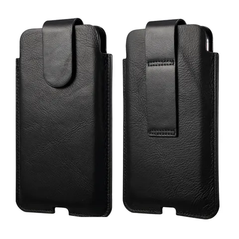 Riñonera Universal de Cuir Genuino para Teléfono Móvil Hombre Funda Protectora Antichoque con Cierre Magnético y Hebilla de Cinturón