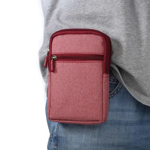 Universal Waterproof Canvas Phone Pouch Bag Multi Layer Waist Pack Belt Loop Utility Holster Case For Mobile Smart Phone