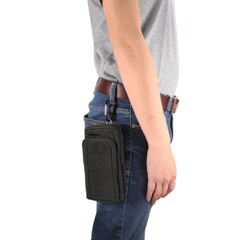Marsupio per Cellulare in Nylon Multifunzionale Multitasche Custodia da Cintura Sportiva Borsa a Tracolla Tattica da Uomo All'aperto