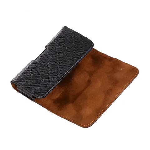 Funda de Cinturón Universal de Cuero PU para Teléfono Móvil Patrón de Cuadros Horizontal de Solapa Botón Magnético Trabilla Bolsa Protectora
