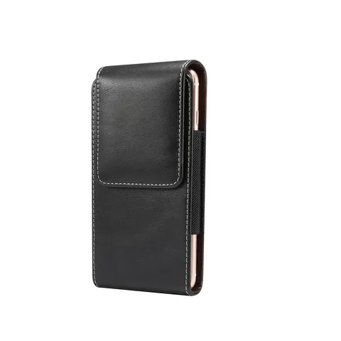 Étui de Téléphone Vertical Universel pour Homme en Cuir PU avec Boucle de Ceinture à la Taille Motif Agneau