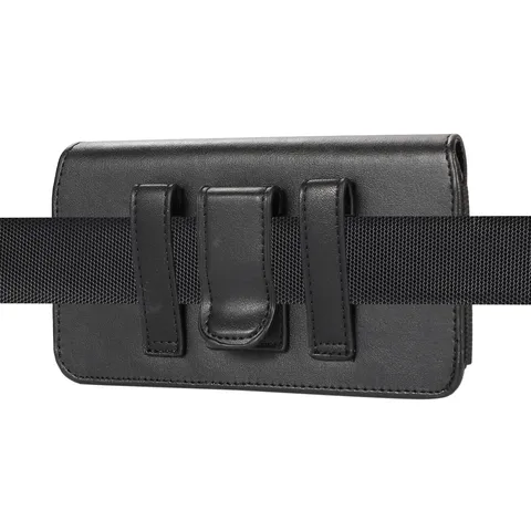 Men Horizontal TPU Faux Leather Cell Phone Loop Holster Waist Bag Cross Belt Case Magnetic Close Wallet Purse Pocket With Card Slots