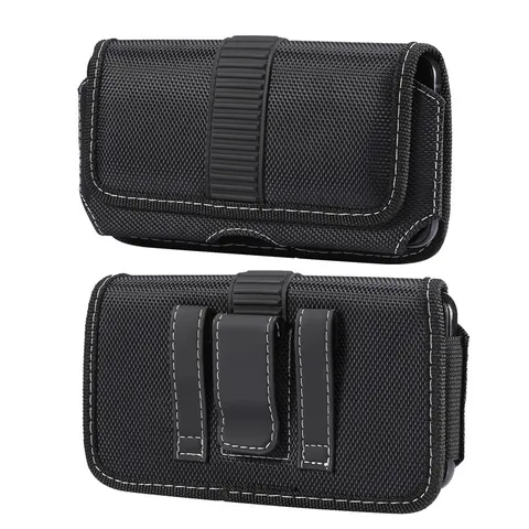 Men Horizontal Belt Loop Phone Pouch Durable Fabric Waist Bag Cell Phone Holster Case Magnetic Closure Outdoor Working Pocket