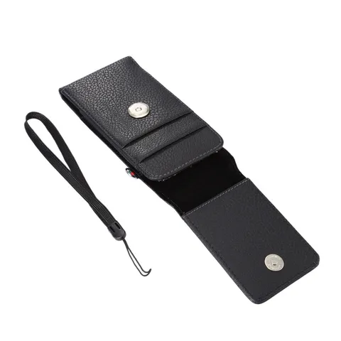 Litchi Grain PU Leather Phone Belt Pouch Vertical Holster Case With Rotating Belt Clip And Card Slots For Men Universal