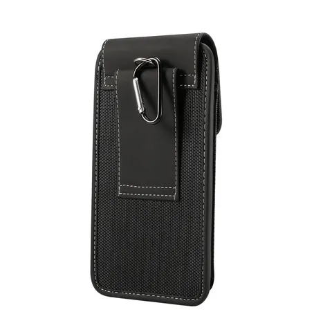 Étui de Téléphone pour Hommes Business Similicuir Toile Oxford Universel Passante de Ceinture Pochette de Taille Rabat anti-usure