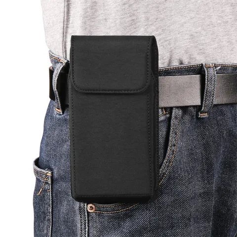 Universal Waterproof Nylon Vertical Phone Waist Bag With Belt Loop And Carabiner Hook Minimalist Rugged Cell Phone Holster For Outdoor Everyday