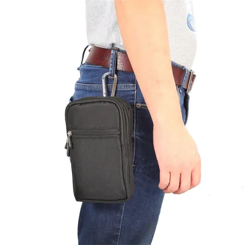Marsupio Sportivo Universale in Tessuto Multi Scomparto Custodia Tattica per Cellulare con Schermo Grande Passante per Cintura Accessori
