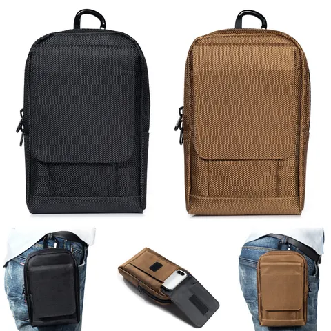 Universal Phone Waist Bag Durable Fabric Belt Holster Case With Metal Hook Minimalist Flap Cover Pouch For Men Women Everyday Use