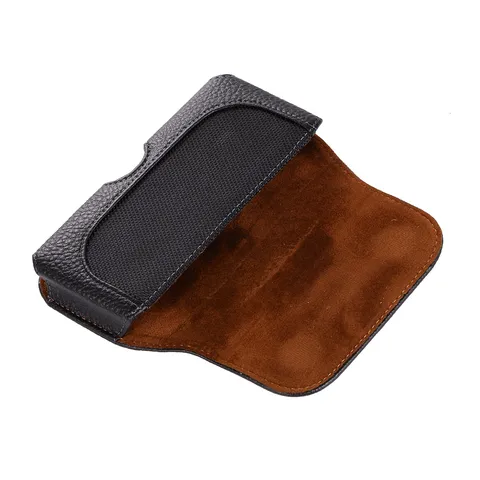 Pochette de Taille Universelle en Cuir PU pour Téléphone Étui Holster à Rabat Avec Motif Litchi pour Hommes Sac Extérieur