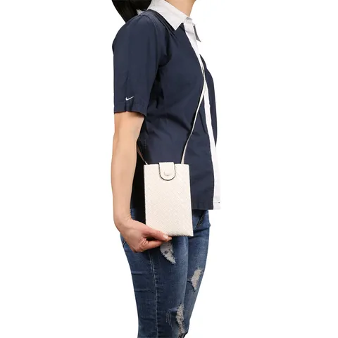 Borsa Universale a Tracolla in Similpelle Intrecciata Portacellulare Motivo Geometrico Custodia a Spalla Portafoglio Marsupio Cover Con Chiusura a Scatto Per Smartphone Unisex