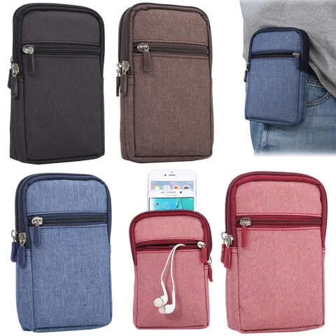 Universal Waterproof Canvas Phone Pouch Bag Multi Layer Waist Pack Belt Loop Utility Holster Case For Mobile Smart Phone