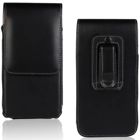 Funda de Cinturón Vertical de Imitación de Cuero Universal para Teléfono Ranura para Tarjeta Bolsa Holster Cierre Magnético Cubierta Protectora de Cintura