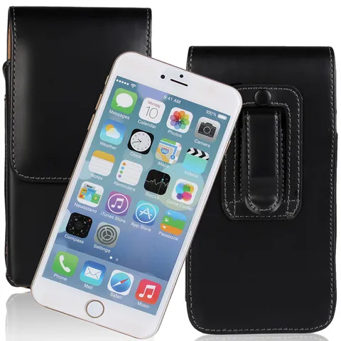 Funda de Cinturón Vertical de Imitación de Cuero Universal para Teléfono Ranura para Tarjeta Bolsa Holster Cierre Magnético Cubierta Protectora de Cintura