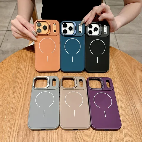 Coque de Téléphone en Silicone Magnétique avec Support Antichoc Protection Complète pour iPhone