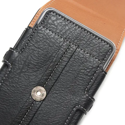 Borsa Portafoglio per Cellulare Universale in Similpelle Con Clip da Cintura Porta Carte a Motivo in Pietra Custodia Verticale da Cintura