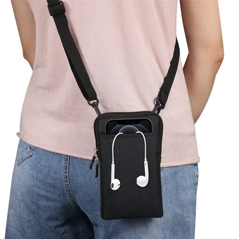 Universal Stoff Vertikal Telefon Umhängetasche Lässig Reißverschluss Schultertasche Gürteltasche Für Großbild Smartphone Handytasche