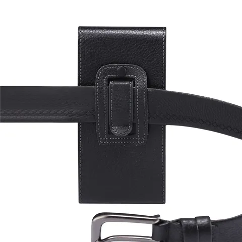 Étui Vertical en Cuir PU pour Téléphone Sac Banane Texture Lychee Housse de Protection Pochette Avec Clip Passant de Ceinture pour Plein Air Trajet Quotidien Homme Femme Accessoires