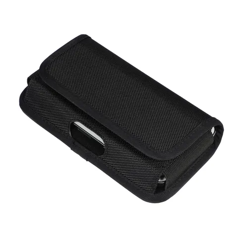 Black PU Leather Horizontal Phone Waist Bag With Belt Loop Clip For iPhone 12 Pro Max Large Screen Smartphone Protective Pouch Case