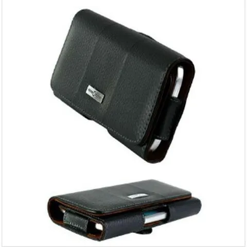 Men's Leather Phone Waist Bag Belt Loop Case Solid Color TPU Pouch With Card Slot For Outdoor Sport Casual Black