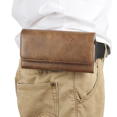 Funda Universal para Teléfono de Imitación de Cuero Con Passante de Cinturón Ranura para Tarjeta Cierre Magnético Patrón de Piedra Horizontal