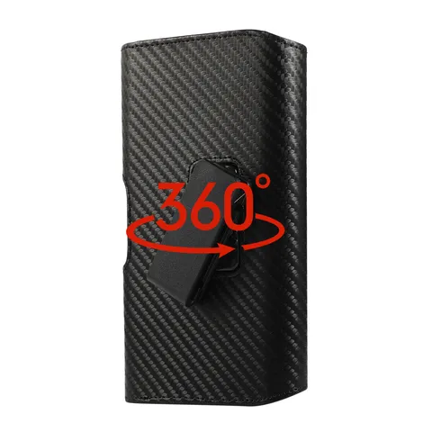 Universal Phone Holster Case With Belt Clip Carbon Fiber Texture PU Leather Waist Bag Magnetic Closure Protective Cover For Men