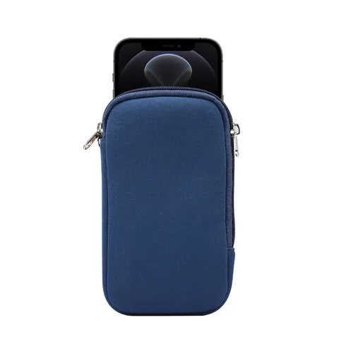 Modieus PU Lederen Telefoontas Reizen Rits Zakje Effen Kleur Casual Polstas Handtas Universele Nek Hangende Telefoonhouder