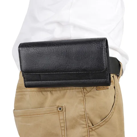 Funda Universal para Teléfono de Imitación de Cuero Con Passante de Cinturón Ranura para Tarjeta Cierre Magnético Patrón de Piedra Horizontal