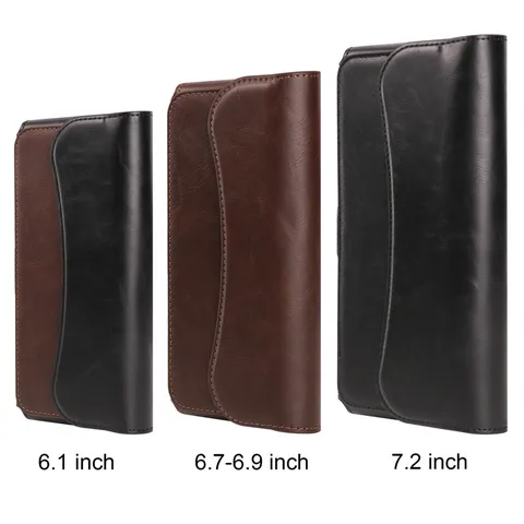 Universal Faux Leather Phone Holster Horizontal Flap Magnetic Closure Belt Pouch Bag Waist Pack For Smart Phone Cases