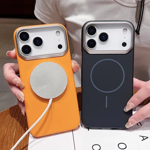 Minimalist Matte PC Magnetic Phone Case Anti Drop Back Cover Thin Shockproof Protective Shell With Metal Camera Lens Frame