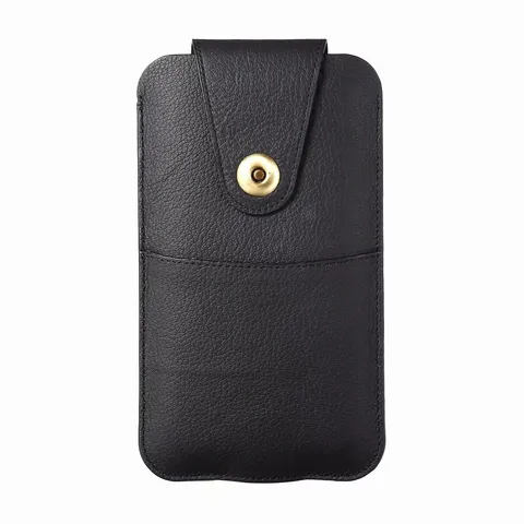 Marsupio Universale per Telefono in Pelle PU Minimalista Stile Portafoglio Custodia Protettiva Verticale con Clip da Cintura per Uomo