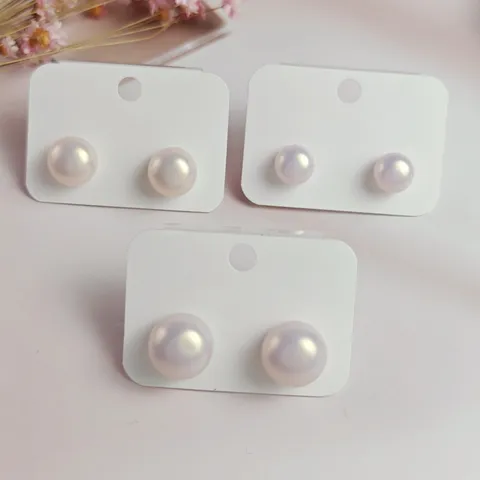 Elegant Iridescent Artificial Pearl Stud Earrings With 925 Sterling Silver Earring Post For Women Fashion Round Pearl Jewelry