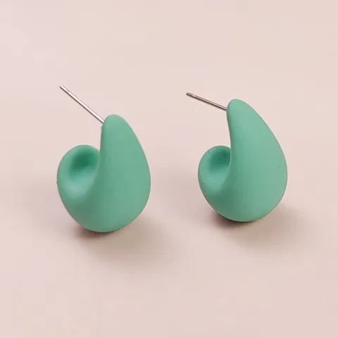 Sweet Macaron Color Teardrop Stud Earrings For Women Matte C-Shaped Drop Earrings Minimalist Smooth Plastic CCB Studs Jewelry