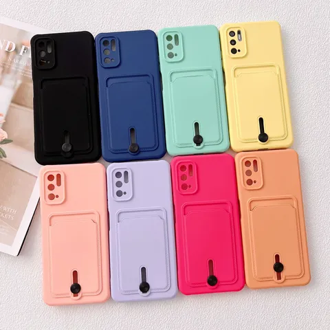 Coque de Téléphone en Silicone Antichoc Avec Fente pour Carte et Support pour Redmi Note 11 Pro Note 10 9 POCO X3 NFC Magnet Wallet Armor Cover