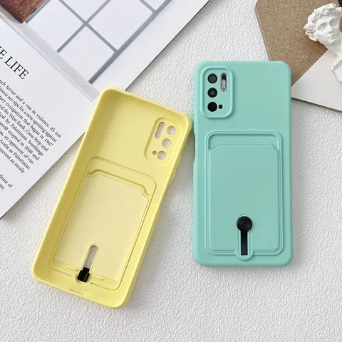 Coque de Téléphone en Silicone Antichoc Avec Fente pour Carte et Support pour Redmi Note 11 Pro Note 10 9 POCO X3 NFC Magnet Wallet Armor Cover