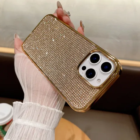 Custodia per Telefono Lussuosa in PC Strass Galvanica Protezione Completa Anti-Caduta Cielo Stellato Cover Protettiva Luccicante per Smartphone