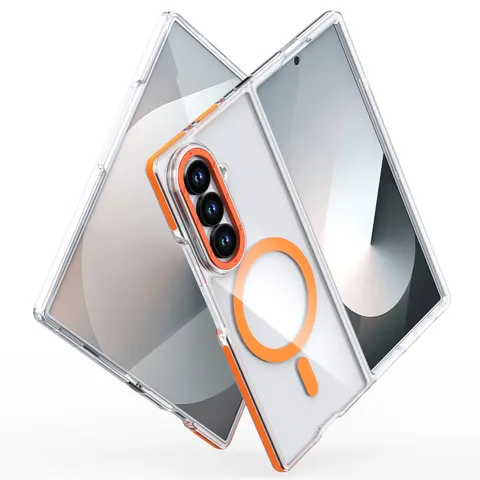 Kreativ Acryl Magnetisch Handyhülle Galvanisiert Kontrastfarbe Stoßfeste Schutzhülle Für Faltbildschirm Smartphone