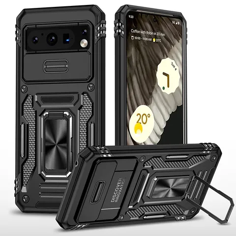 Funda de Plástico TPU Armadura Robusta Cubierta Anticaídas Con Anello Soporte Cubierta Deslizante Cámara Para Google Pixel