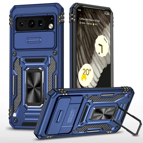 Funda de Plástico TPU Armadura Robusta Cubierta Anticaídas Con Anello Soporte Cubierta Deslizante Cámara Para Google Pixel