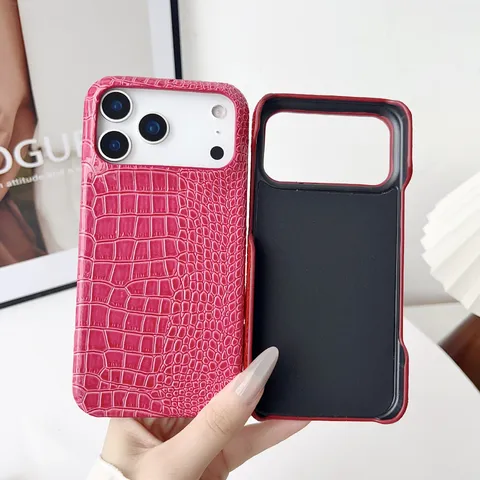 Funda de Teléfono de Lujo Patrón de Cocodrilo Gradiente Para iPhone 17 Pro Max 16 Pro Plus PC Bisel de Cámara Alto