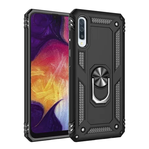 Funda Antigolpes De Armadura Militar Para Samsung Galaxy A50 A30S A20 A11 Cubierta Híbrida Resistente De PC TPU Con Soporte De Anillo De Metal Protección Magnética