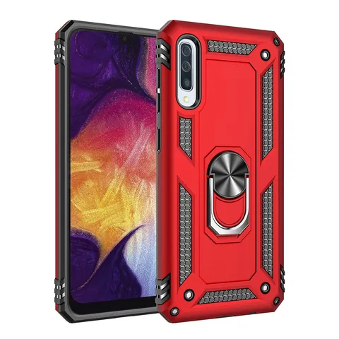 Funda Antigolpes De Armadura Militar Para Samsung Galaxy A50 A30S A20 A11 Cubierta Híbrida Resistente De PC TPU Con Soporte De Anillo De Metal Protección Magnética