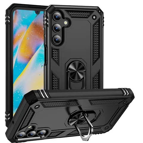 Funda de Teléfono de Armadura Militar Anticaídas Con Soporte de Anillo Compatible con Imán de Coche Protección Completa para Serie Samsung Galaxy
