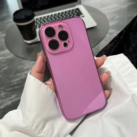 Minimalist Electroplated Glossy Glass Phone Case For iPhone Full Coverage Anti Fingerprint Protective Back Cover