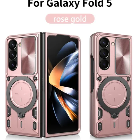 Magnetische Kabellose Ladehülle Mit Klappbarem Ständer Robuste Stoßfeste Linsenschutzhülle Kompatibel Mit Samsung Galaxy Z Fold Serie Rückseite