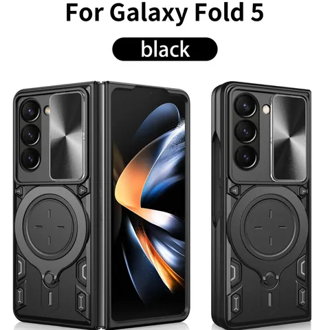 Magnetische Kabellose Ladehülle Mit Klappbarem Ständer Robuste Stoßfeste Linsenschutzhülle Kompatibel Mit Samsung Galaxy Z Fold Serie Rückseite