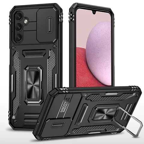 Funda de Teléfono Armadura Robusta Antigolpes Con Soporte de Anillo Cubierta Deslizante Cámara Para Samsung Serie Carcasa Posterior