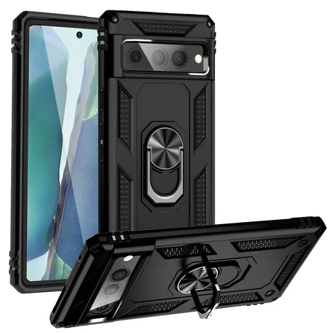 Funda de Teléfono Armadura Militar de Plástico TPU Soporte de Anillo de Metal Cubierta Anticaídas Magnética para Google Pixel