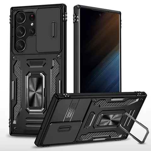 Funda Antigolpes Armor Para Samsung Galaxy S25 S24 Ultra S23 Plus Tapa Deslizante Lente Soporte Robusta PC TPU Protectora