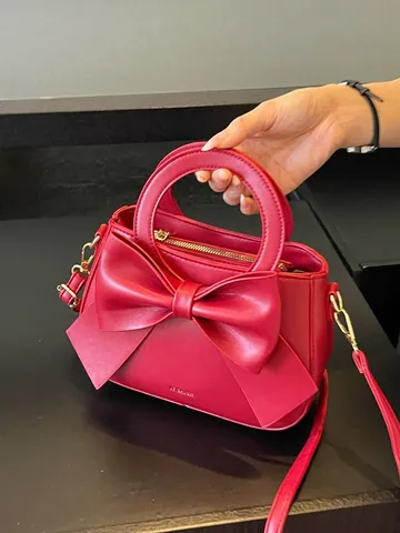Women Fashion PU Leather Handbag Sweet Bowknot Tote Bag Large Capacity Casual Shoulder Crossbody Bag